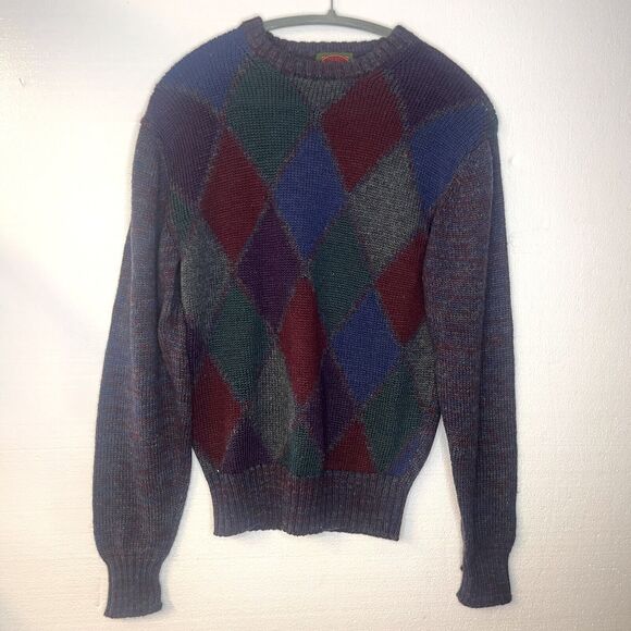 Boston Traders Vintage Multicolor Argyle Wool Blend Knit Sweater size xl - Picture 1 of 5
